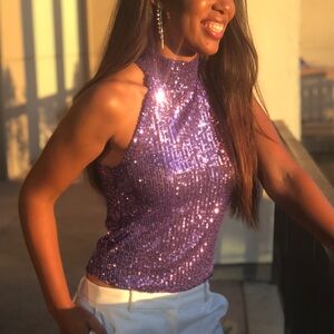 Zara Purple Sequin Blouse